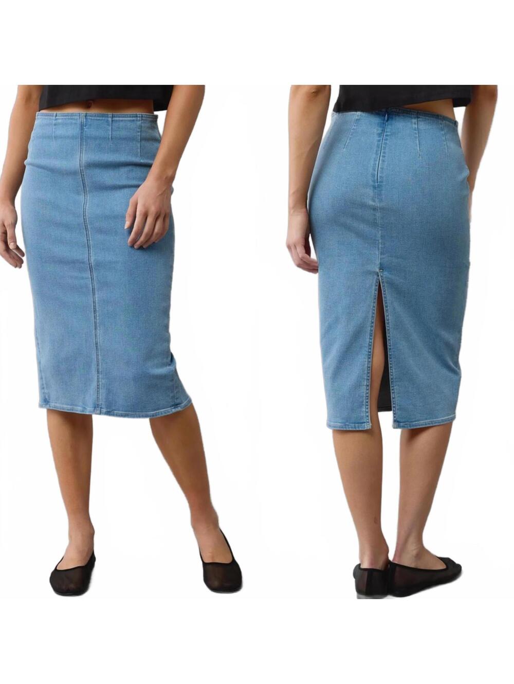 AE Next Level Highest Waist Denim Midi Skirt American Eagle NWT Size 2